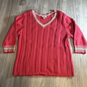 IZOD Women’s Varsity V Neck Preppy Classic Sweater Size 2X